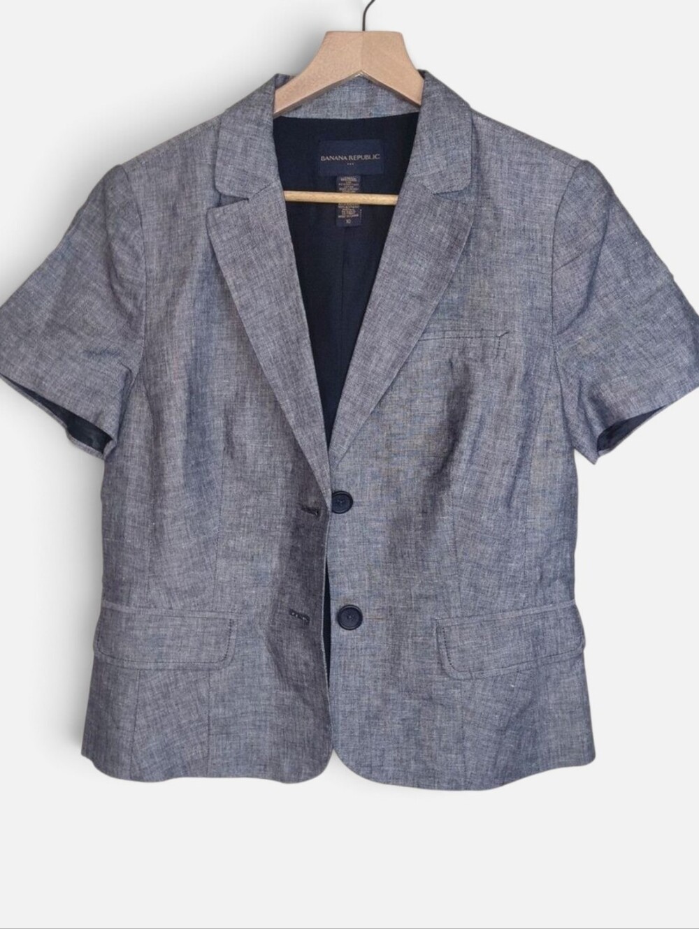 Banana Republic Grey Linen Blend Short Sleeve Blazer Top
